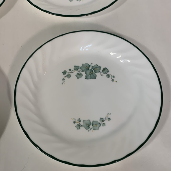 Corelle Callaway Salad Dessert Bread Plates White Swirl Green Ivy set 4 - Picture 4 of 11